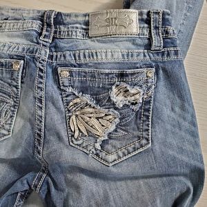 Miss Me Women's Size 30 Mid Rise Easy Boot Embellished Pockets Jeans